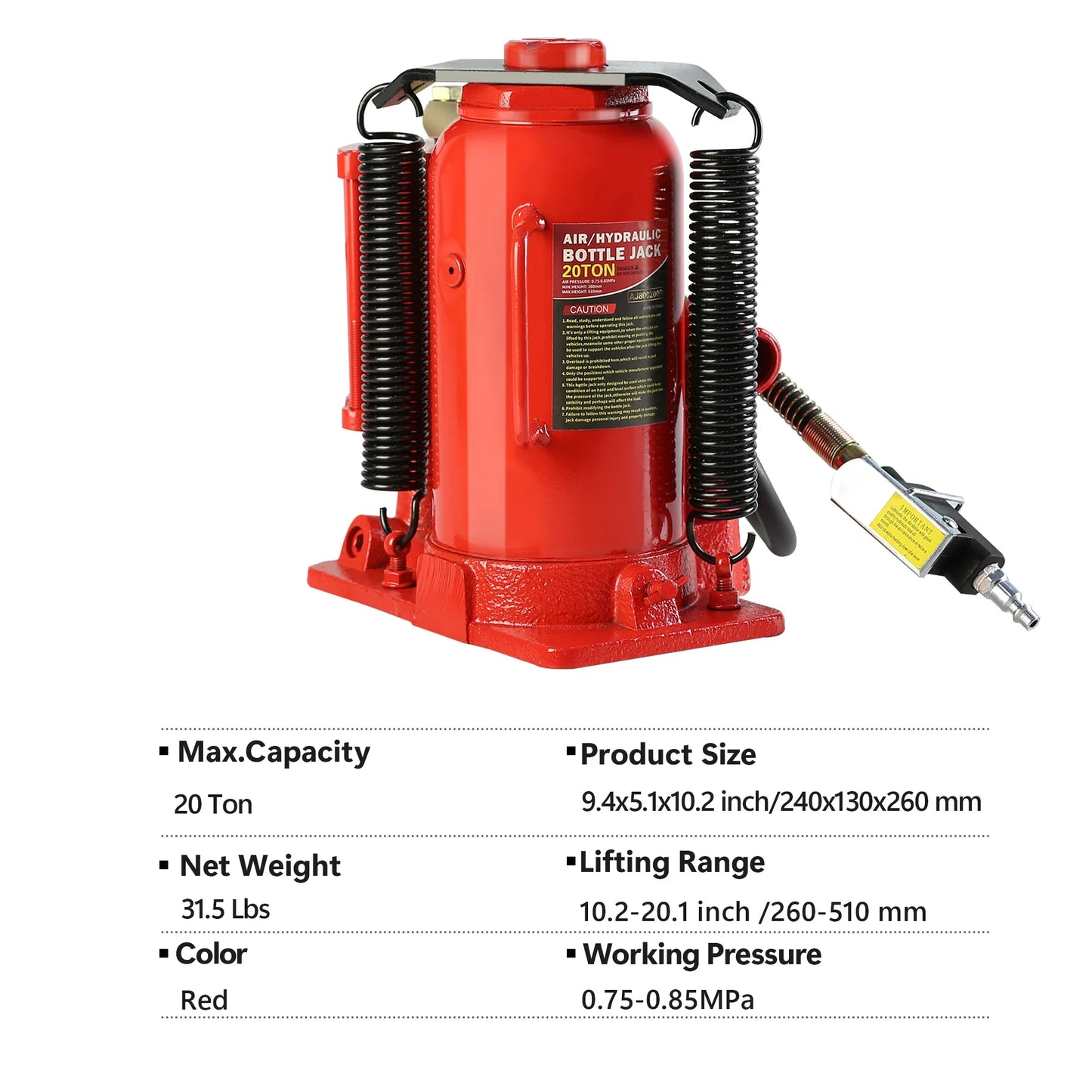 20 Ton Air Hydraulic Bottle Jack