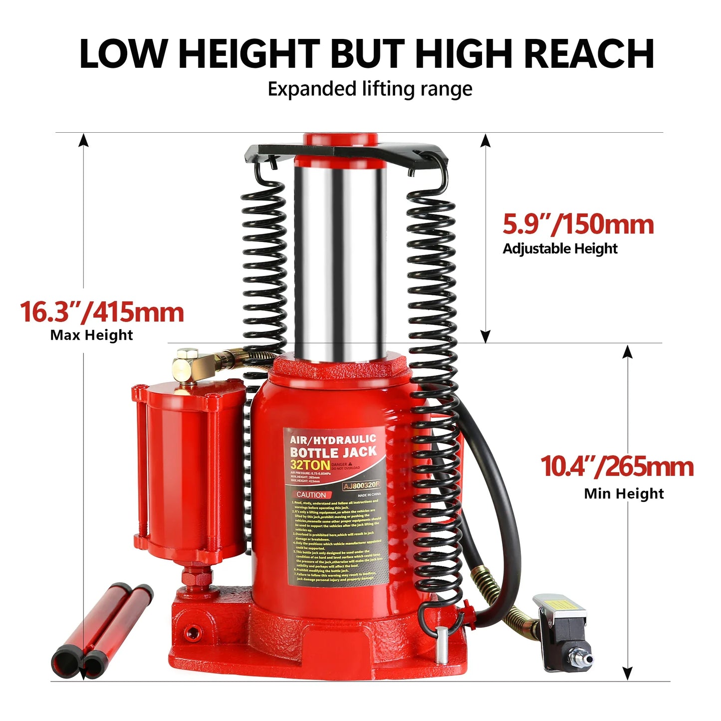 32-Ton Hydraulic Bottle Jack Air-Operated