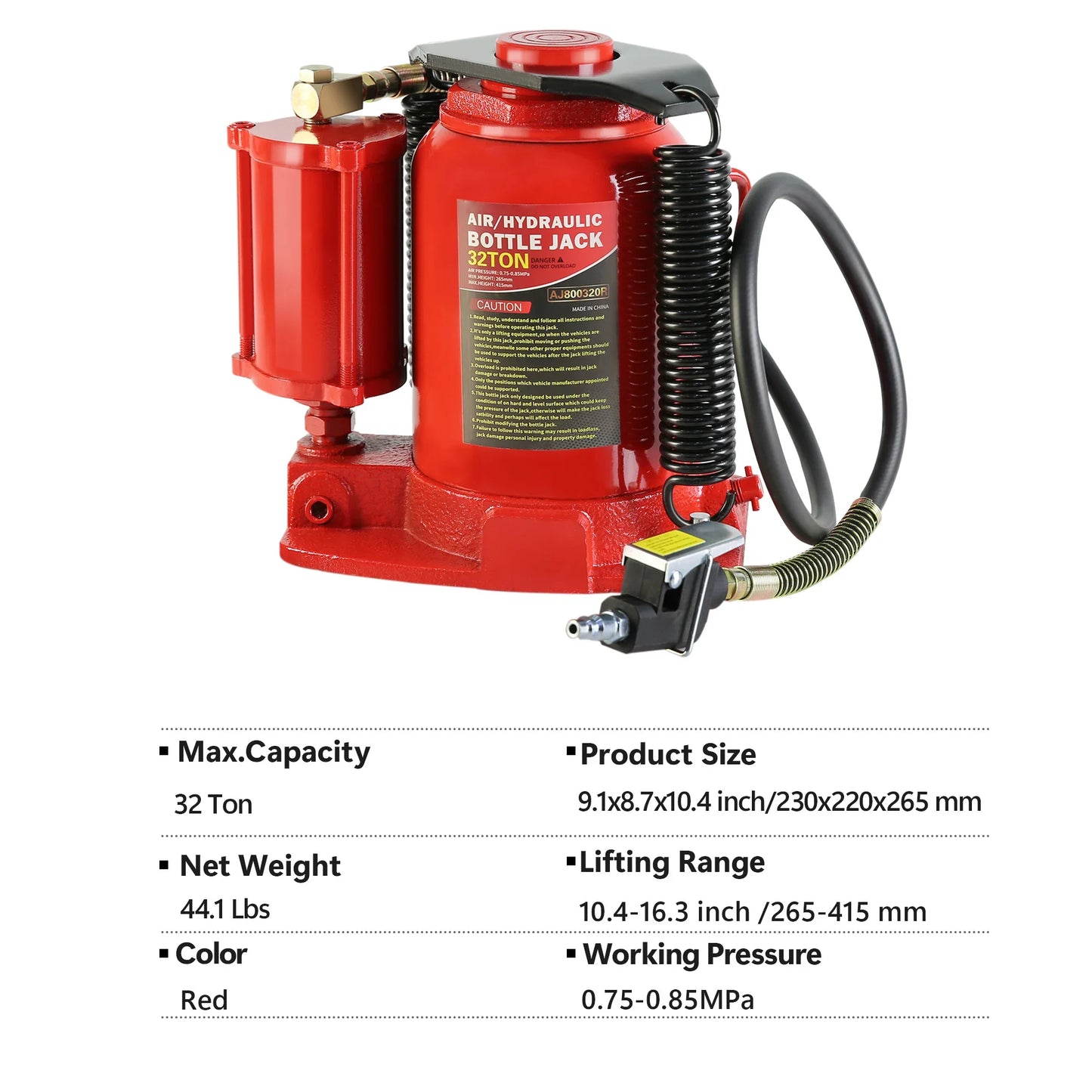 32-Ton Hydraulic Bottle Jack Air-Operated