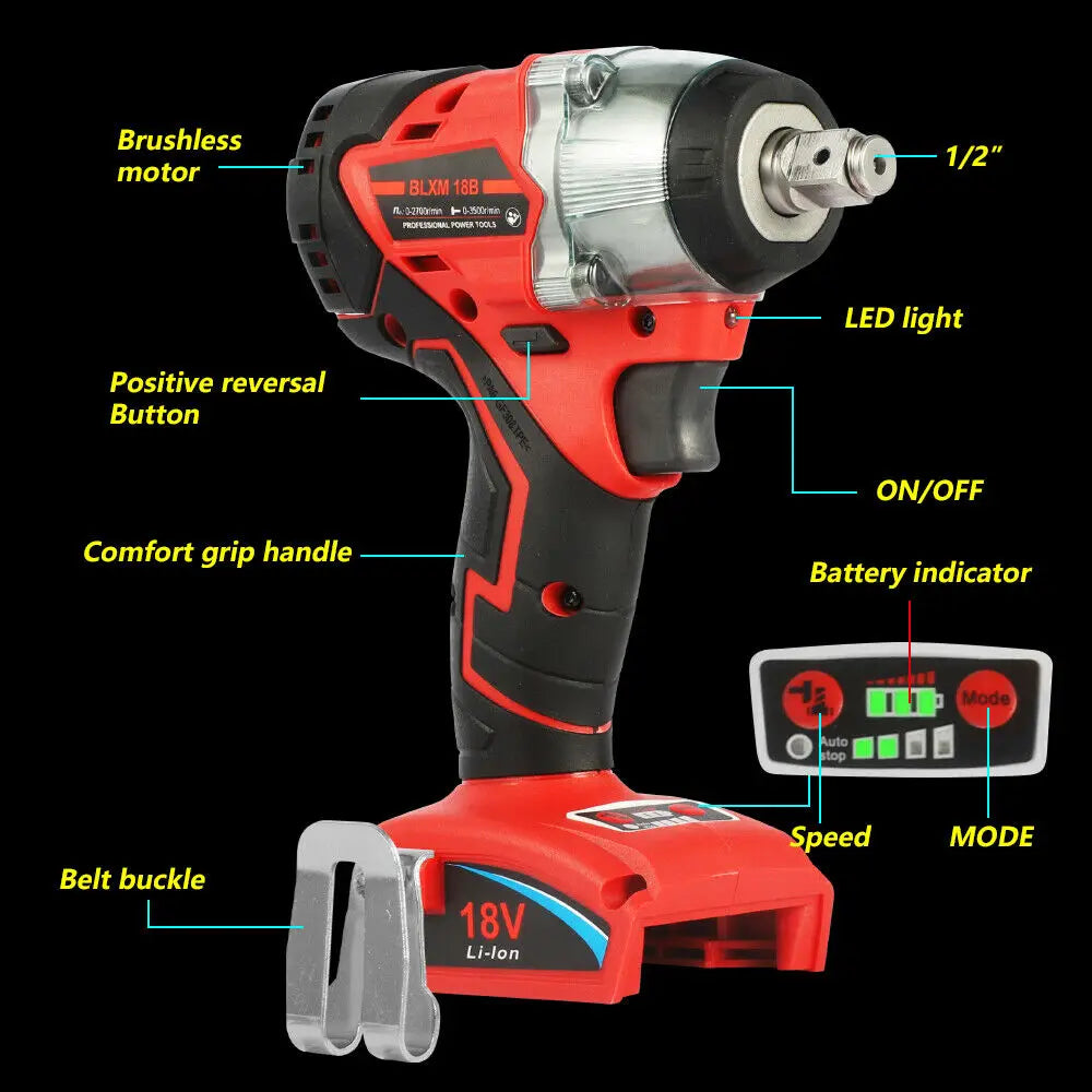 1/2" Cordless Brushless Impact Wrench 18V