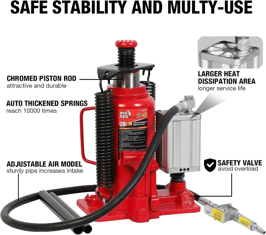 BIG RED 20 Ton Air Hydraulic Bottle Jack