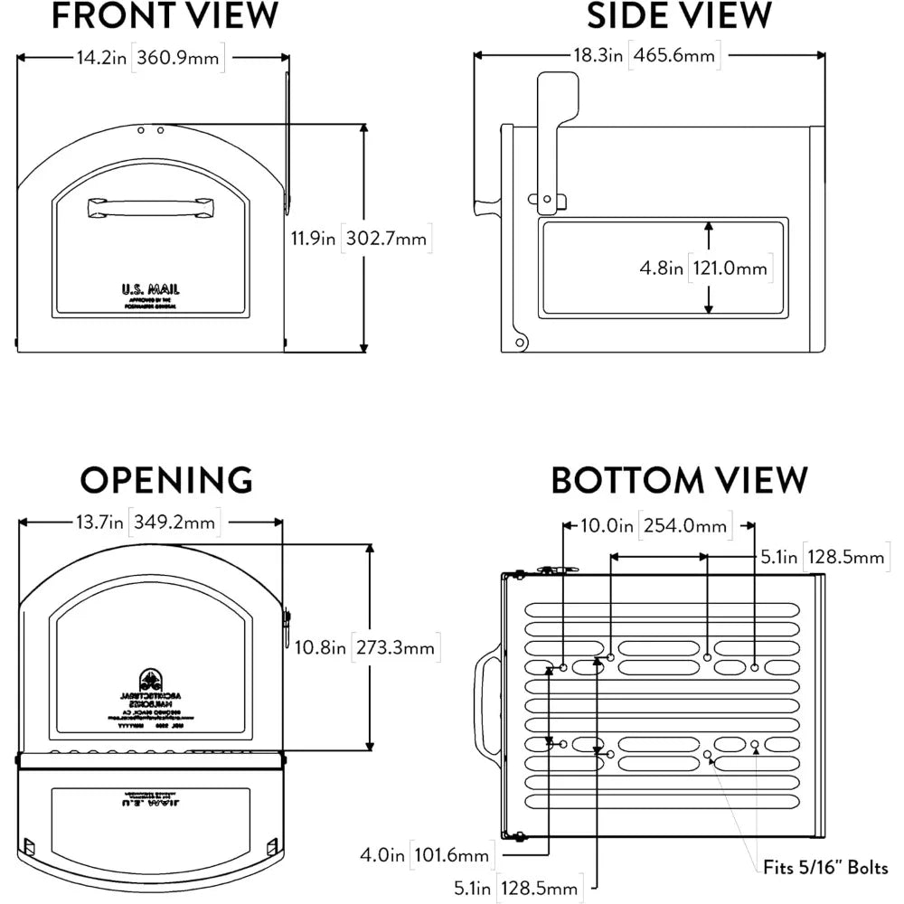 Postmount Mailbox, XL, Black，