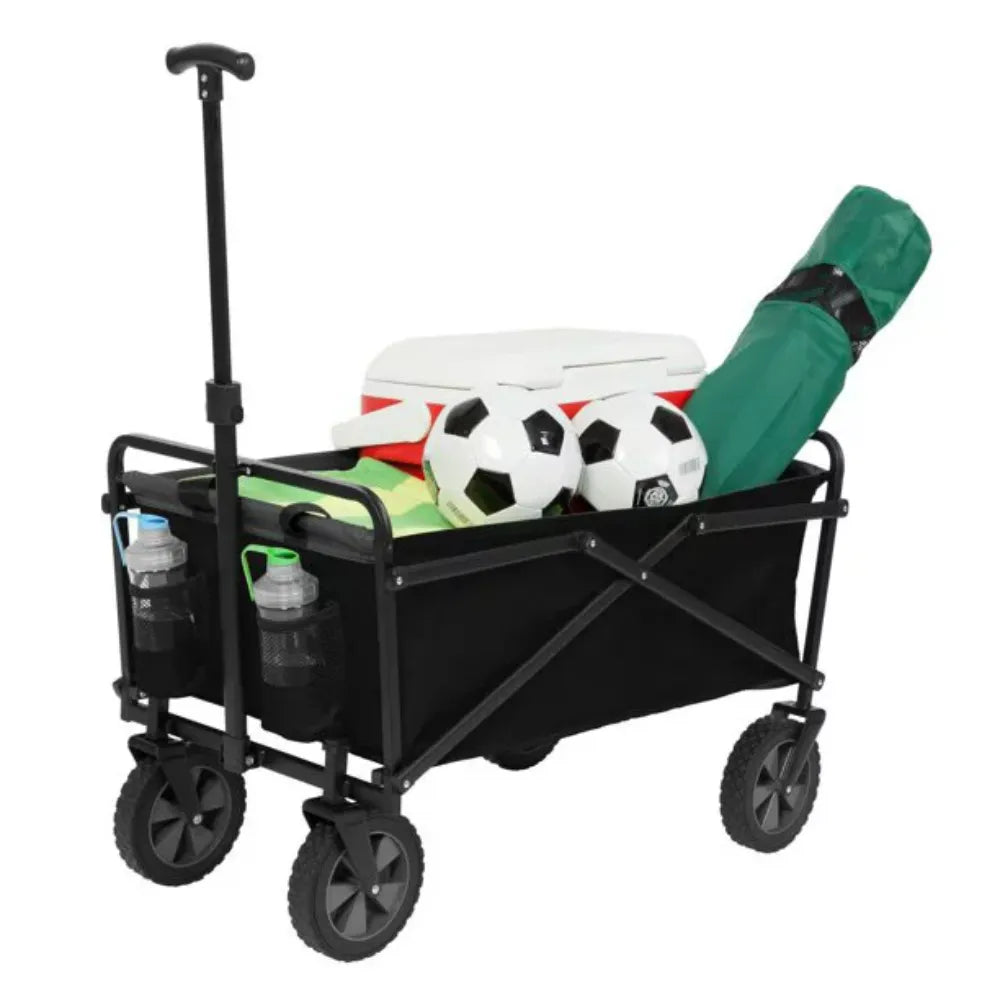 Folding Utility Wagon Black Portable