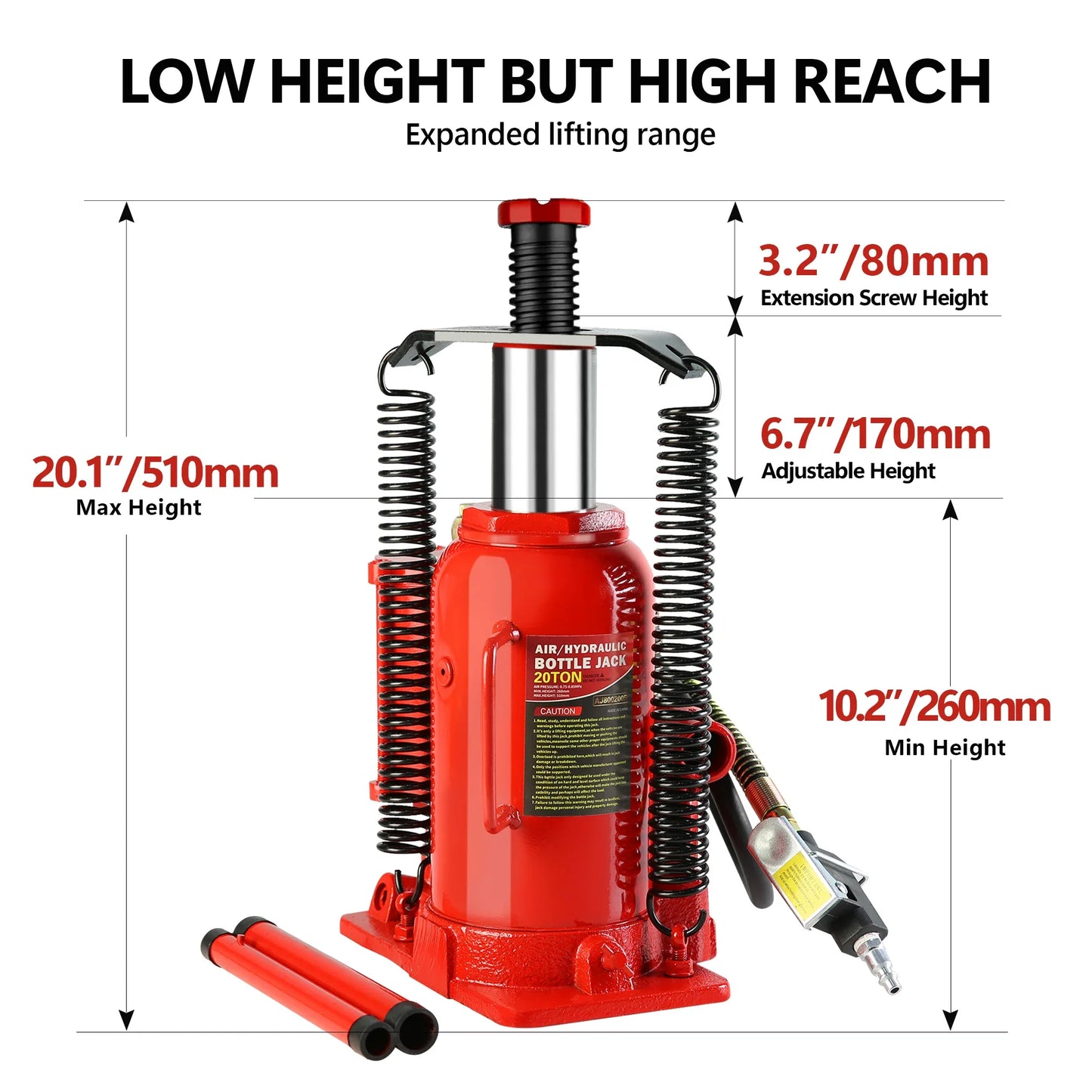 20 Ton Air Hydraulic Bottle Jack