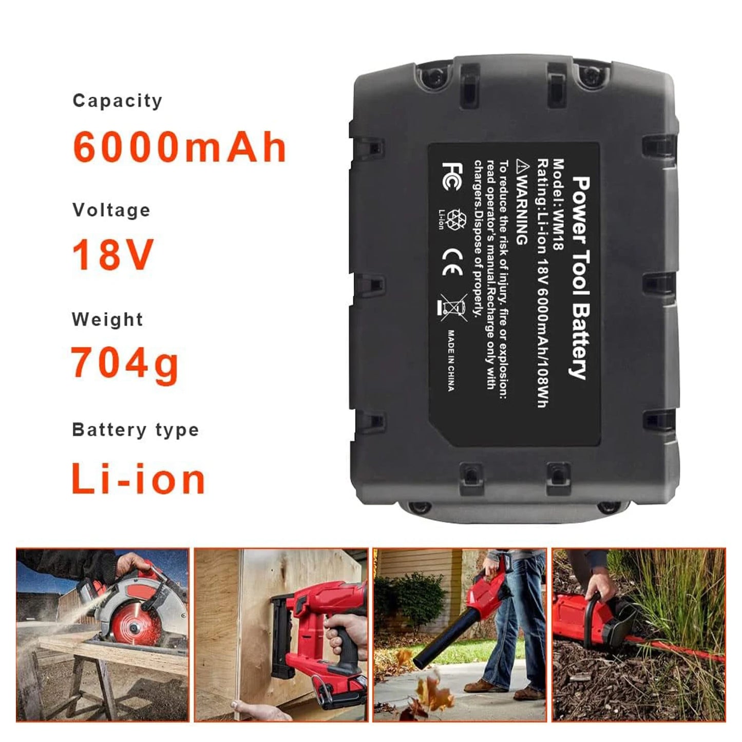 Replacement 18V Battery For milwaukee 18v 6Ah