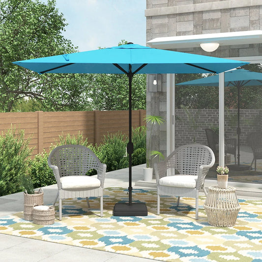 10X6.5FT Crank Rectangular Patio Umbrella - Aqua