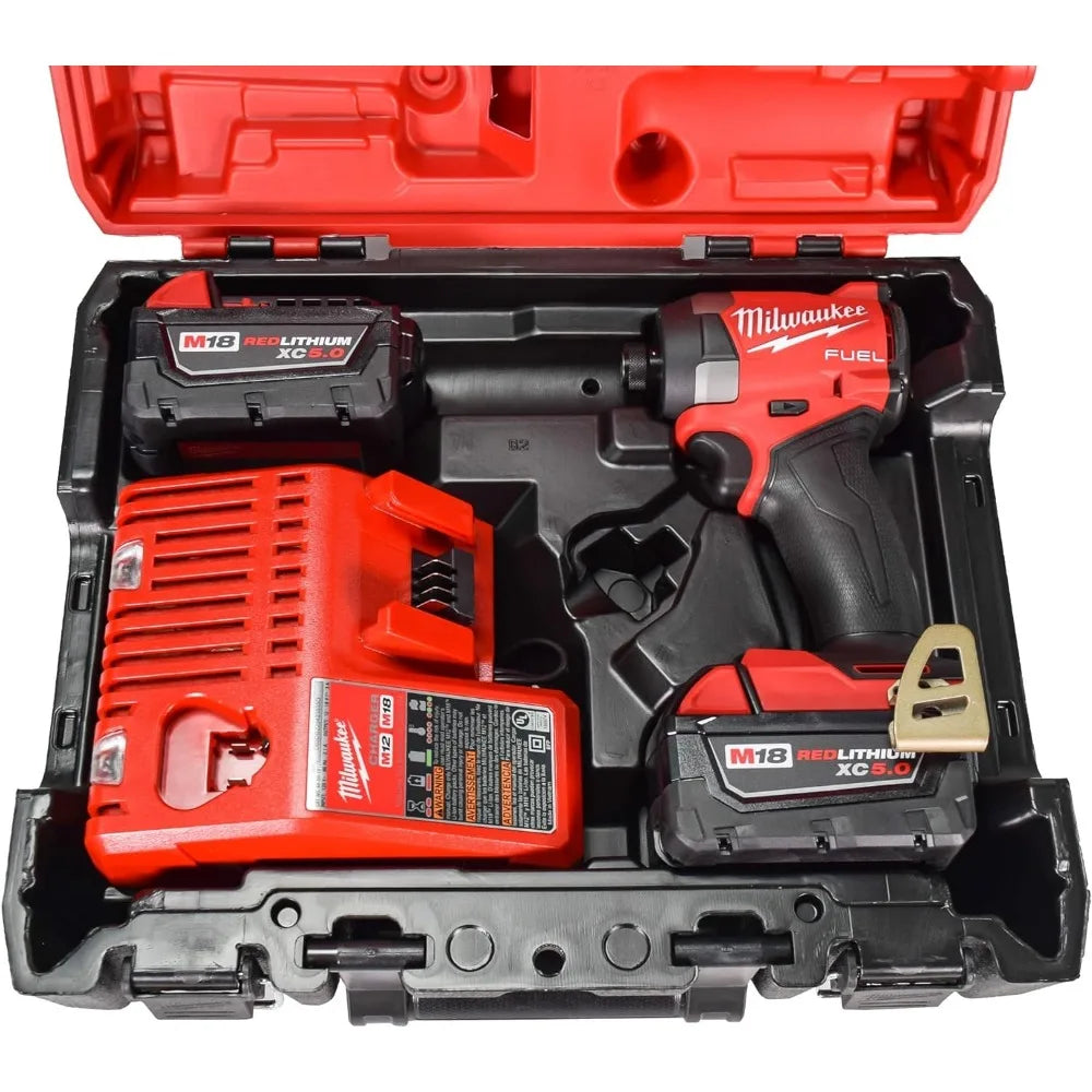 Milwaukee 18V Cordless Brushless 1/4" Hex Impact Driver Kit with (2) 5.0Ah Lithium Ion Batteries